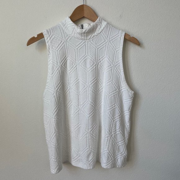 Anthropologie Tops - Anthropologie Postcard Mock Neck Sleeveless Textured Exposed Zipper Back Top